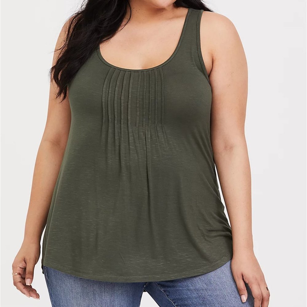 NWT - Torrid - 3x - SUPER SOFT OLIVE PINTUCK RACERBACK TANK